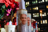 Candles with the pictures of Pope Francis