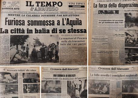 Moti aquilani 1971 (combo ritagli giornali) © ANSA