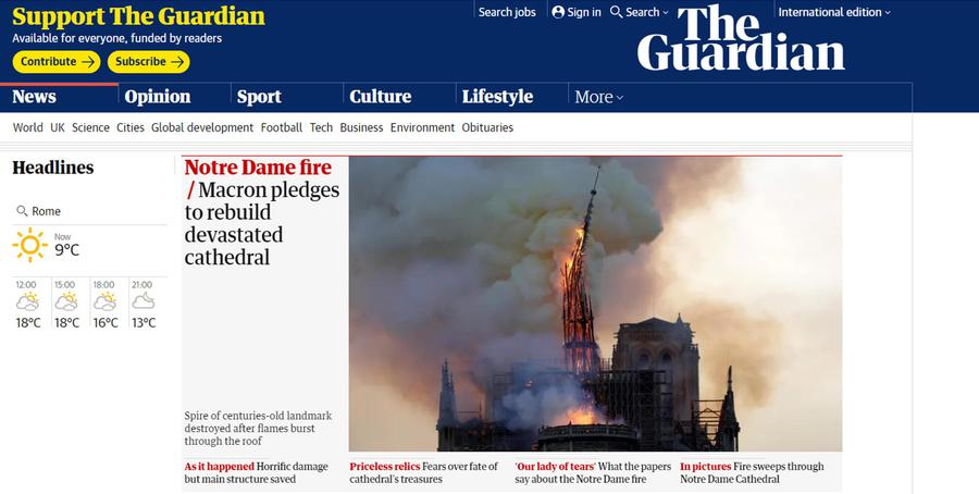 La prima pagina del Guardian ©