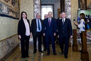 Da destra: Il Governatore Ignazio Visco, il direttore generale, Fabio Panetta, il vice direttore generale della Banca d'Italia  Daniele Franco, il vice direttore generale  Luigi federico Signorini, il vice direttore generale Alessandra Perrazzelli