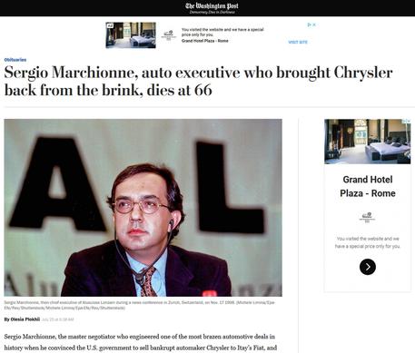 Marchionne: la notizia della morte fa il giro del mondo © ANSA