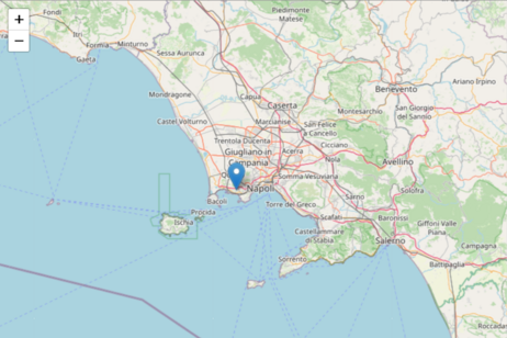 Localizzazione dello sciame sismico del 5 febbraio 2025 (fonte: INGV)