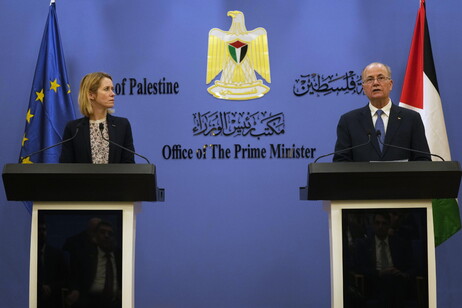L'alto rappresentante Ue Kallas e il premier palestinese Mustafa a Ramallah il 24 marzo scorso