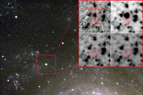 Il segnale luminoso osservato nella galassia NGC 300 (fonte:&nbsp;INAF/G. Valerin)