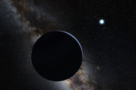 Rappresentazione artistica del Pianeta 9 (fonte: Tom Ruen; la Via Lattea sullo sfondo: ESO, da Wikipedia)&nbsp;