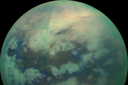 Immagine di Titano catturata dalla sonda Cassini della Nasa nel 2015 (fonte:&nbsp;NASA/JPL/University of Arizona/University of Idaho)