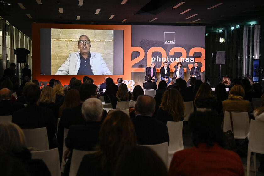 Sami al-Ajrami (in video), Vittorio Emanuele Parsi, Lorenzo Attianese, Laurence Figà Talamanca - RIPRODUZIONE RISERVATA