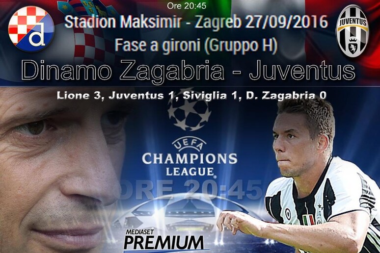 Champions, Dinamo Zagabria-Juventus - RIPRODUZIONE RISERVATA