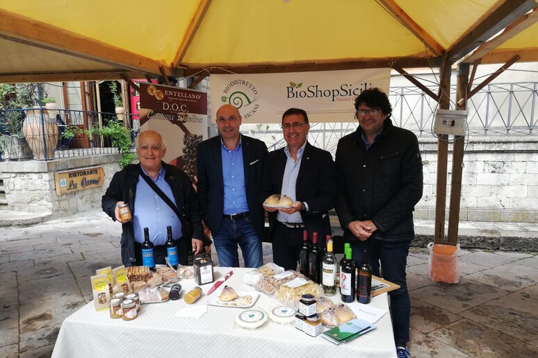 Lo stand del Bio distretto Borghi Sicani - RIPRODUZIONE RISERVATA