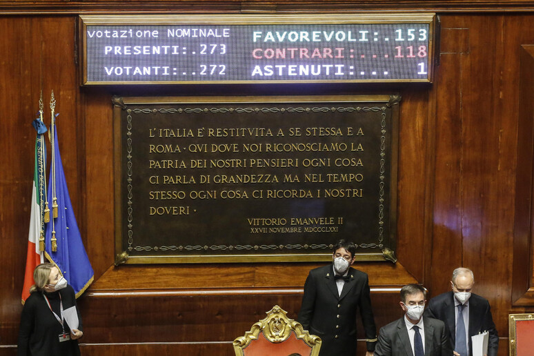 Il tabellone con il voto finale sul ddl di bilancio 2021 - RIPRODUZIONE RISERVATA