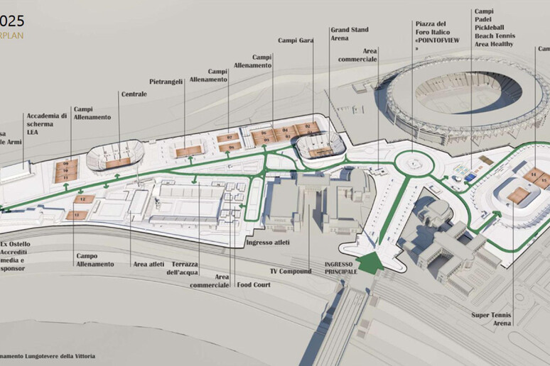 Nuovo look Internazionali, tennis sbarca a Stadio Marmi - RIPRODUZIONE RISERVATA